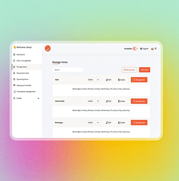 Menu management