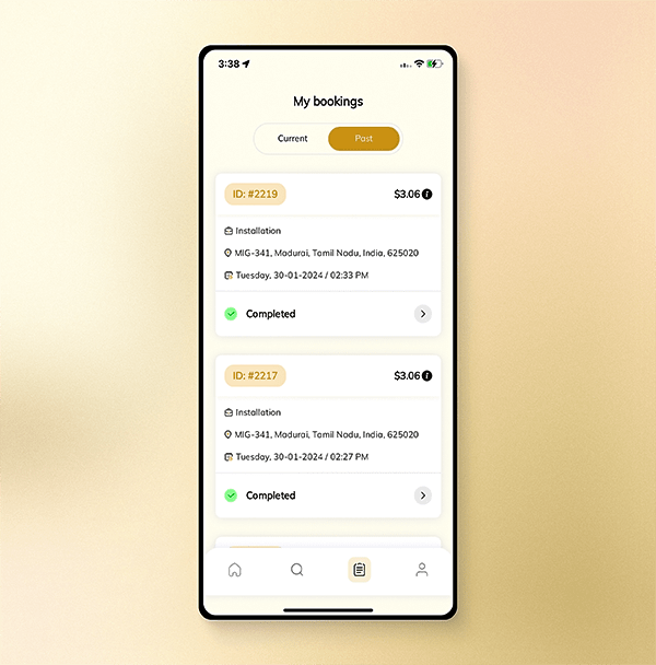 View current & past bookings