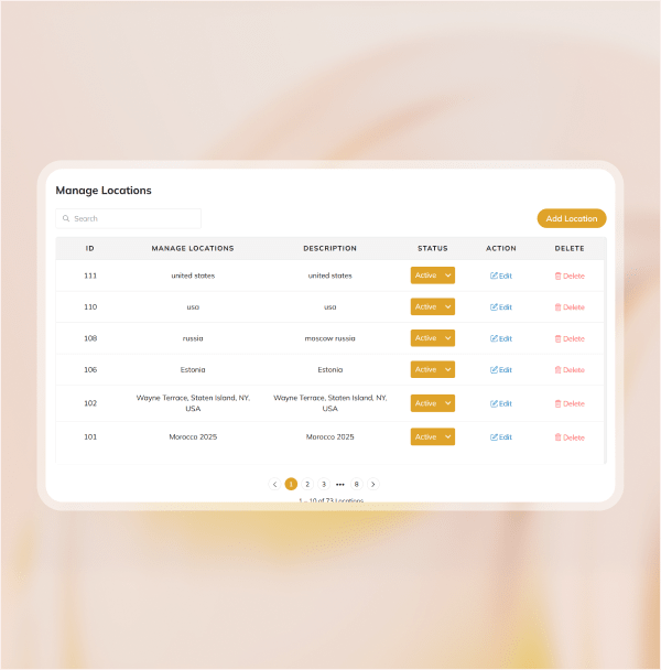 Manage locations