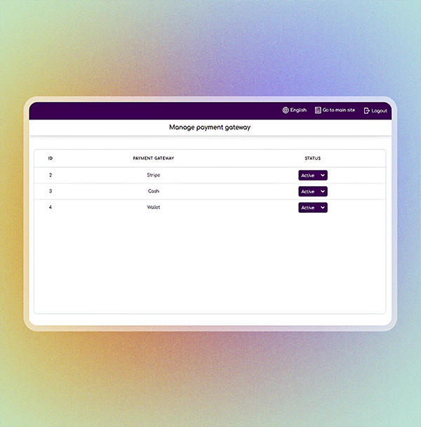 Manage payment gateway