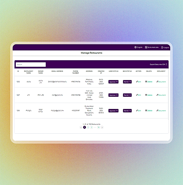 Manage restaurants