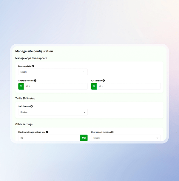 Manage site configuration