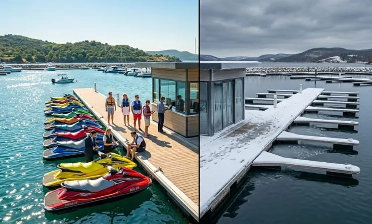 Visual representation of seasonal demand in a jet ski rental business