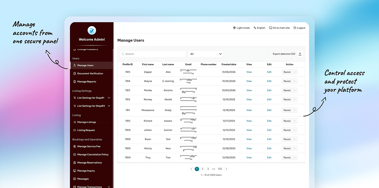 Manage users