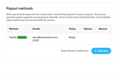 about Manage payout options