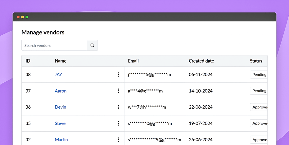 Manage vendors