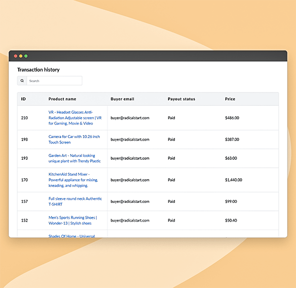 View order transactions