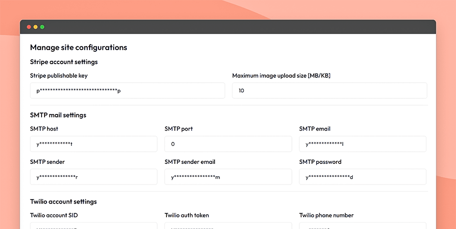 Manage site configuration