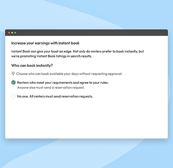 Enable instant booking