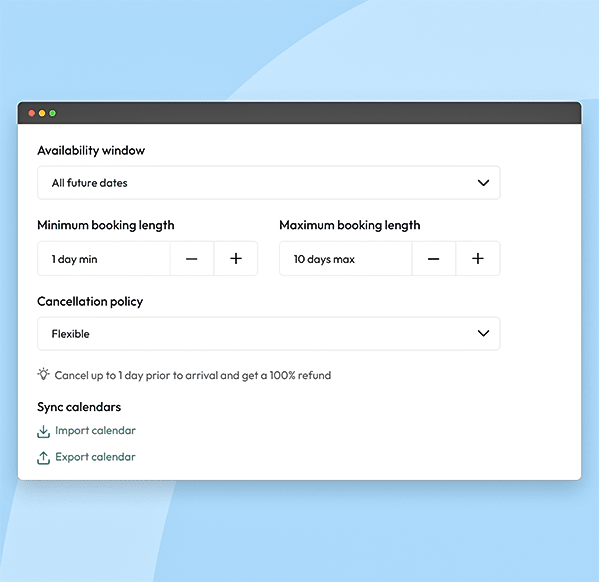 Specify booking length