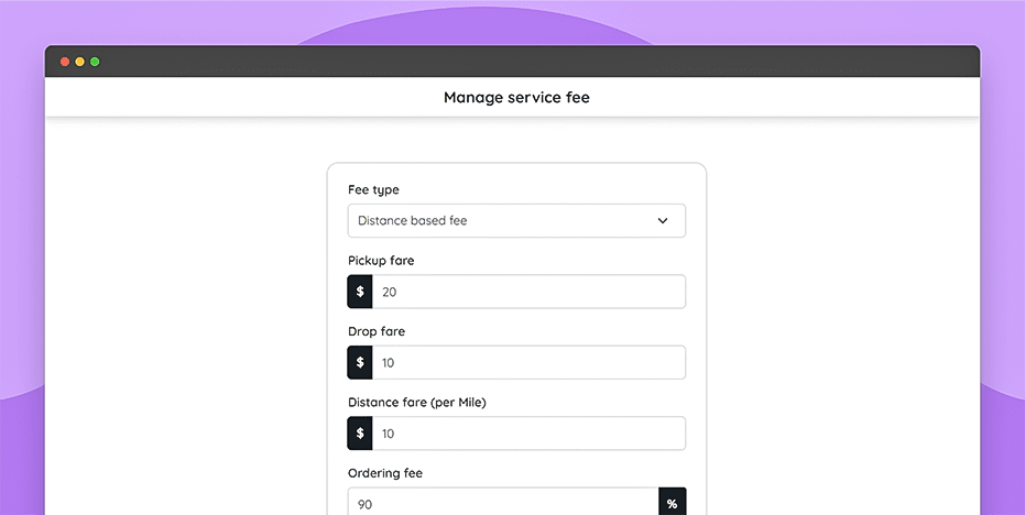 Manage service fee