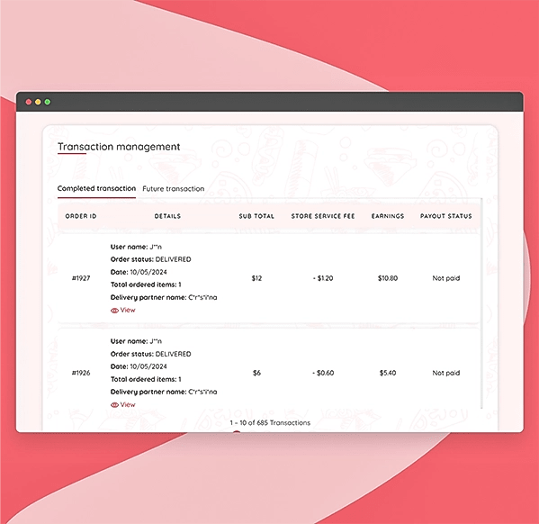 View transaction details