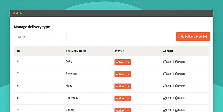 Manage delivery categories
