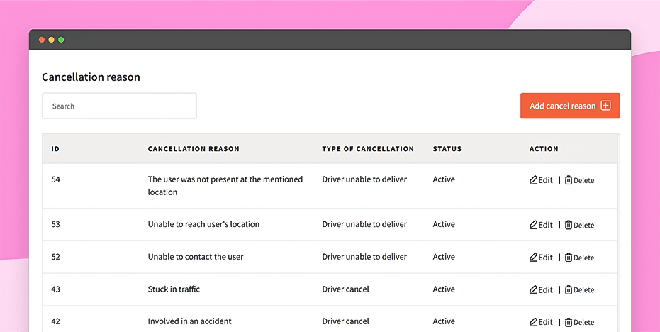 Add cancellation reasons