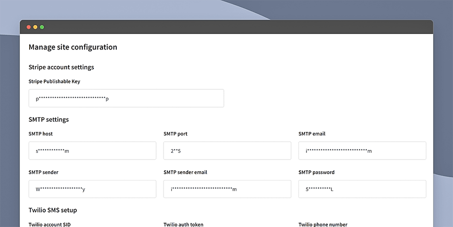 Manage site configuration