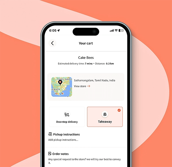 Use takeaway option