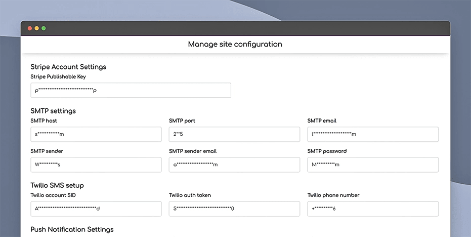 Manage site configuration
