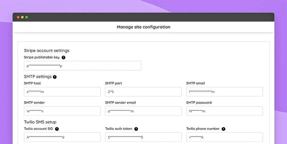 Manage site configuration