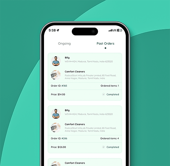 Manage ongoing and past orders