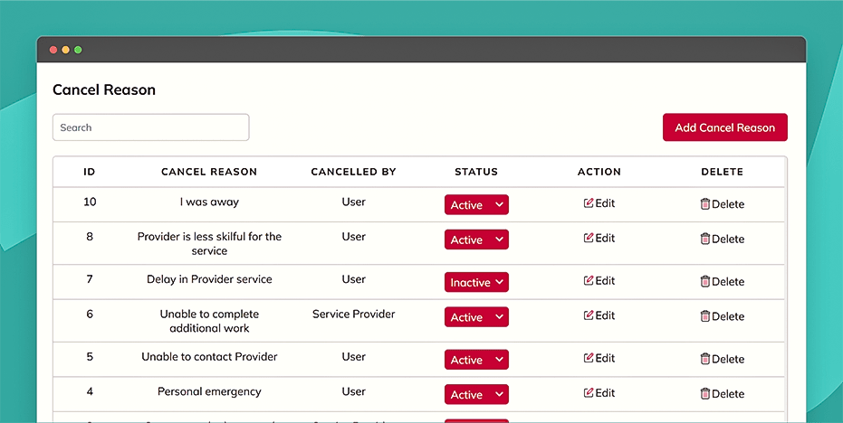 Add cancellation reasons