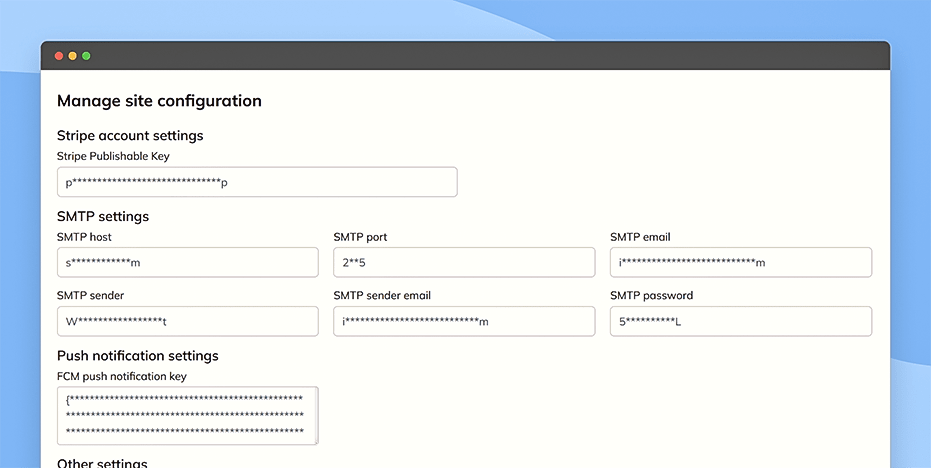 Manage site configuration