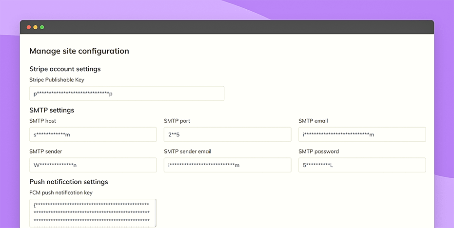 Manage site configuration