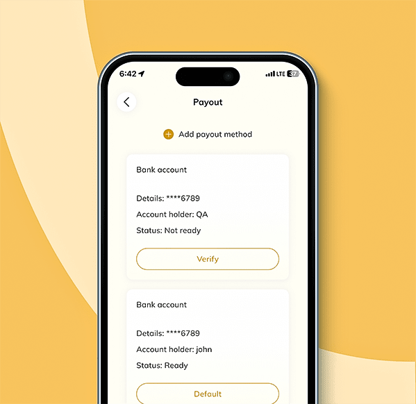 Set up payout account