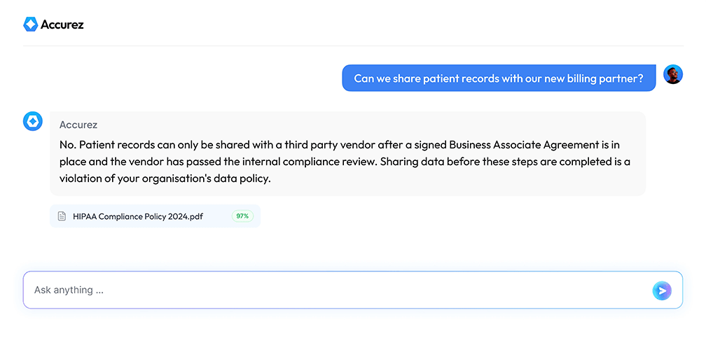 Accurez product interface preview in the browser