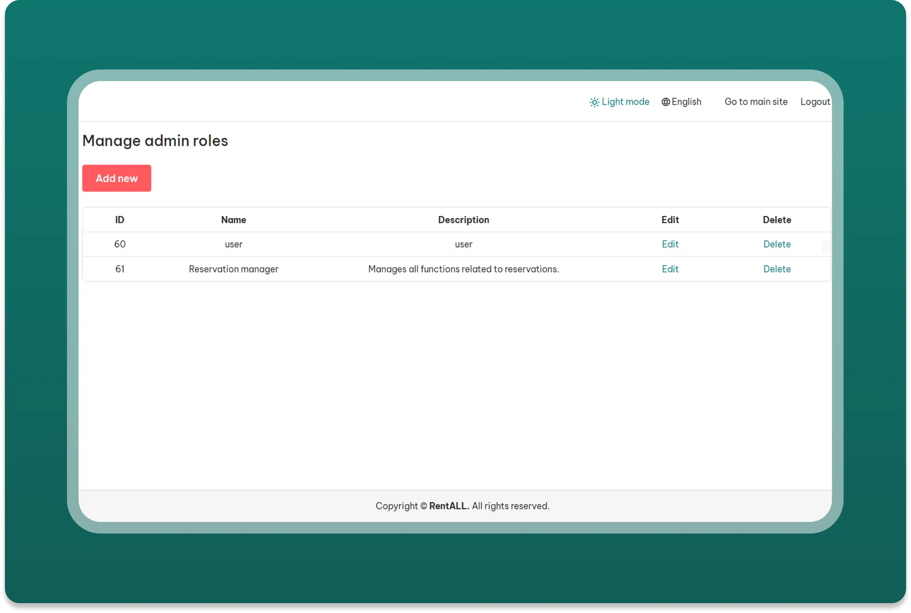 Manage admin
