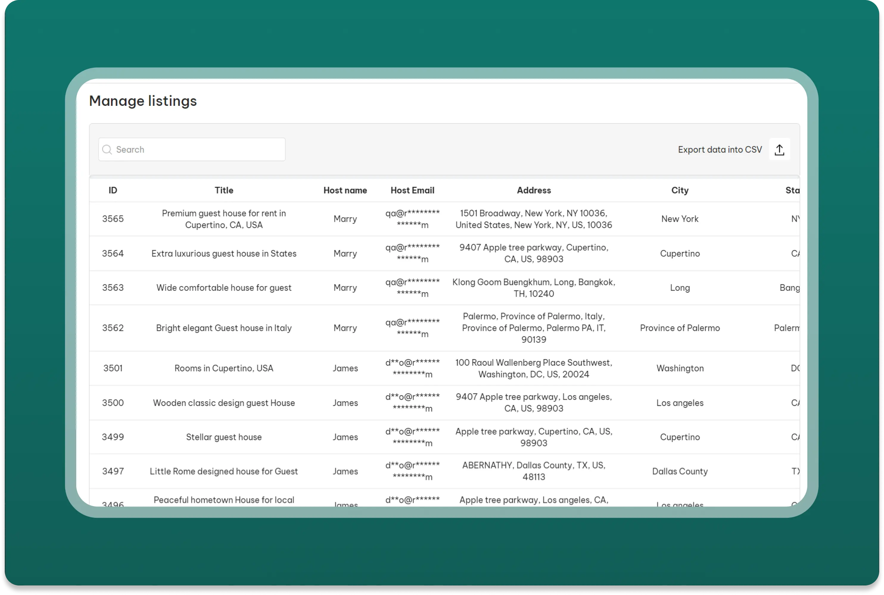 Manage listings