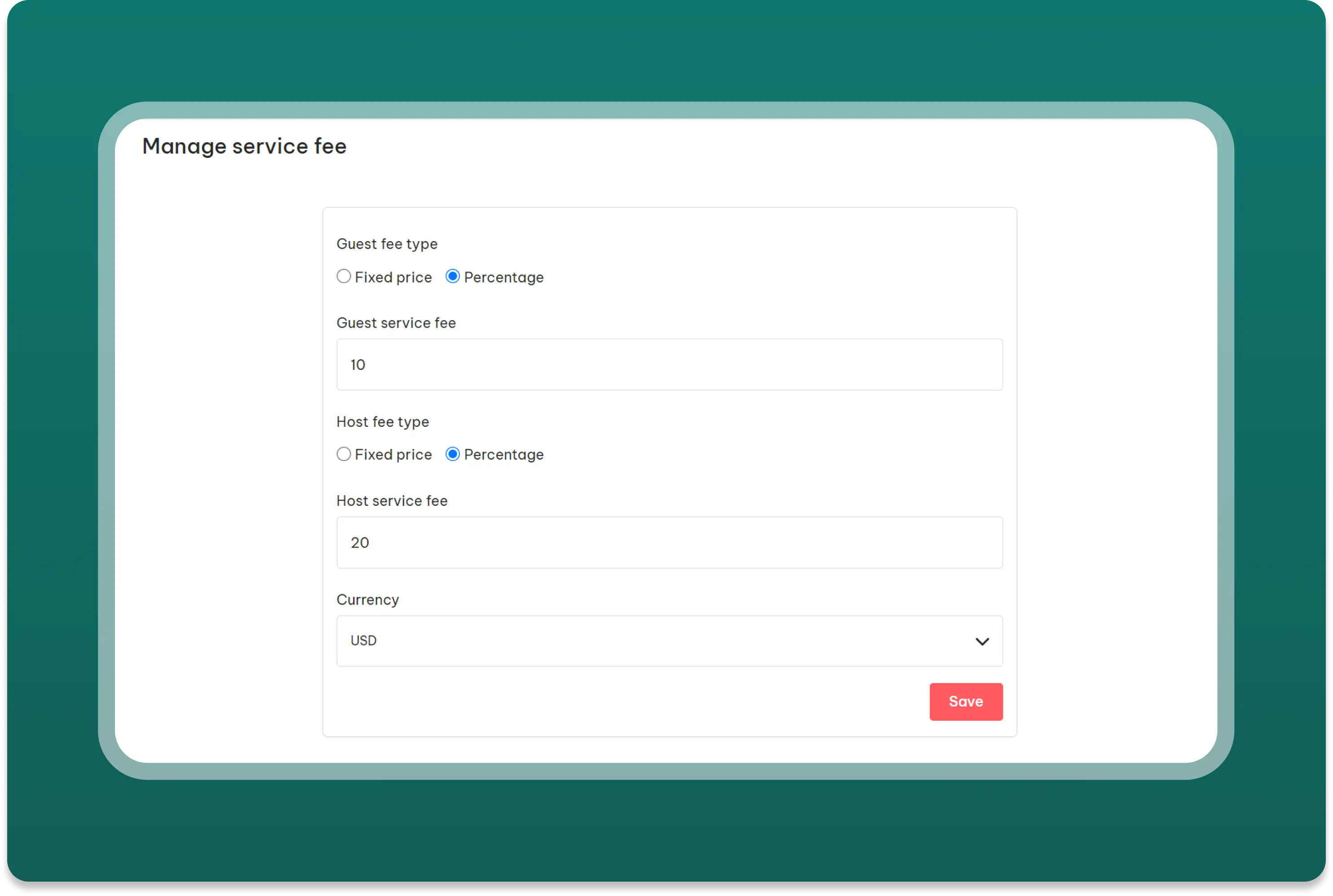 Manage service fee