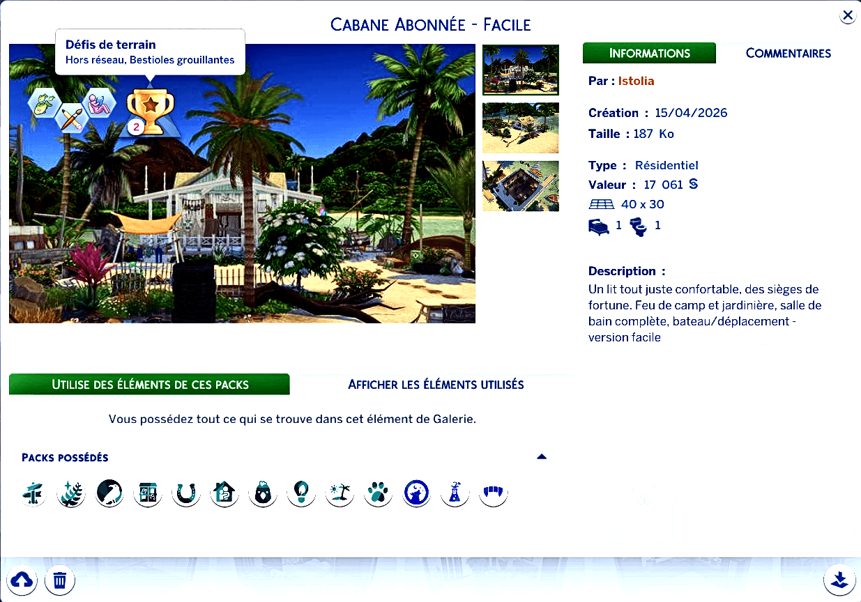 Les Sims 4 | The Castaway challenge English Version facile challenge naufragés les sims 4 Istolia