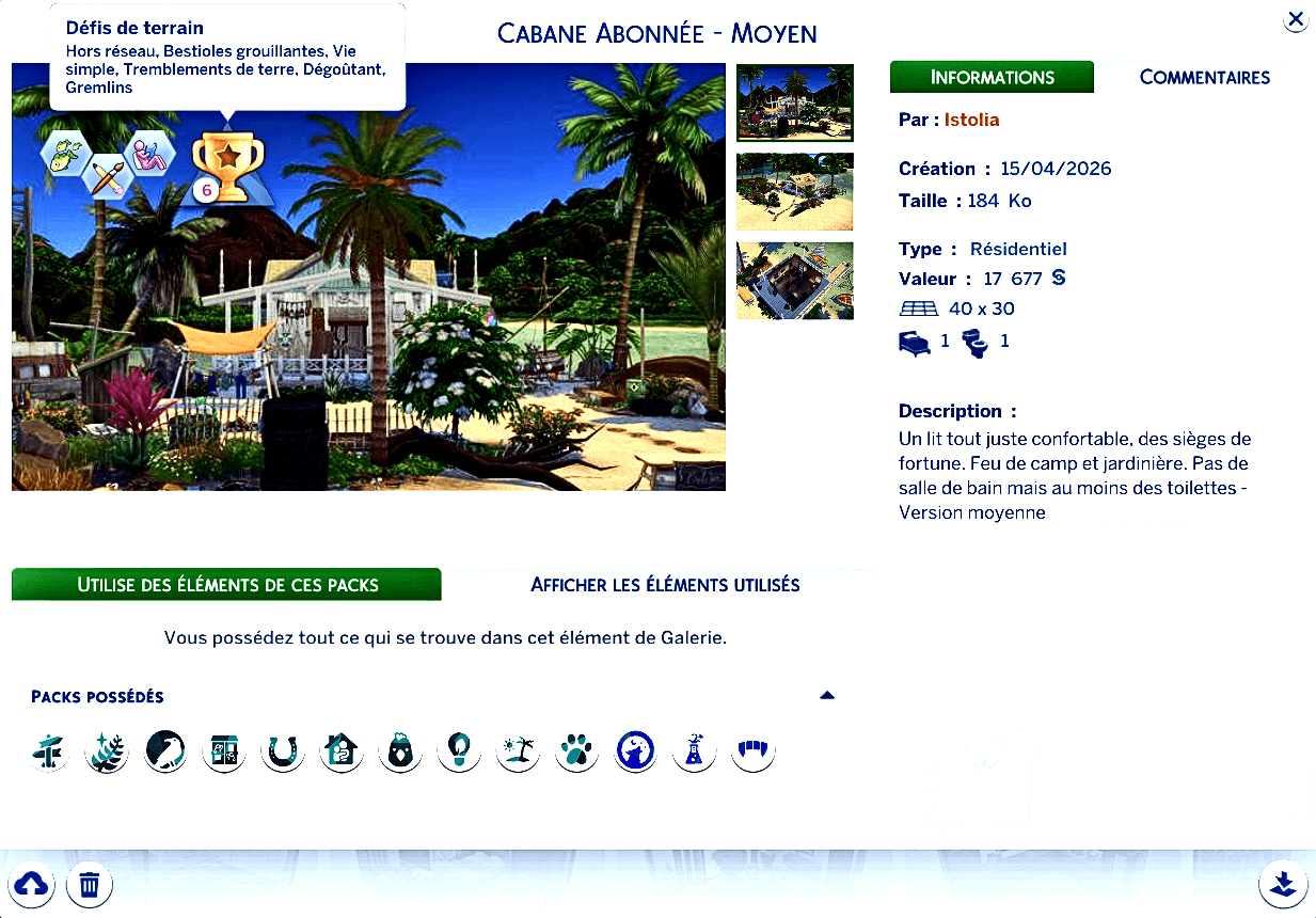 Les Sims 4 | The Castaway challenge English Version moyenne challenge naufragés les sims 4 Istolia