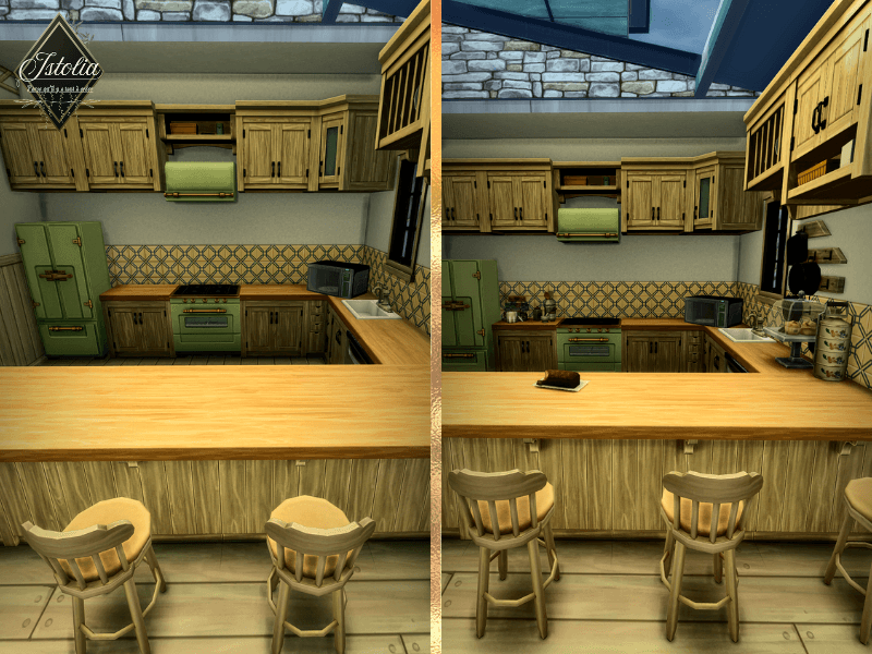 Des changements dans la cuisine du Pré vert bois. Nouveau équipement de cuisine sims 4 Istolia