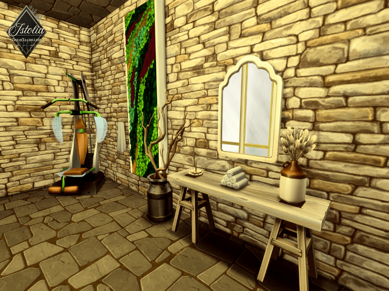 Aménagement d'un salle de sport dans le Pré Vert Bois Sims 4 Istolia