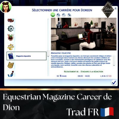 Traduction FR Equestrian Magazine (Magazine équestre) de Dion traduit par Istolia Sims 4