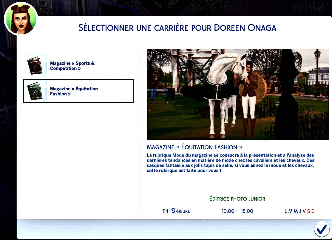 Traduction FR Equestrian Magazine (Magazine équestre) de Dion traduit par Istolia Sims 4
