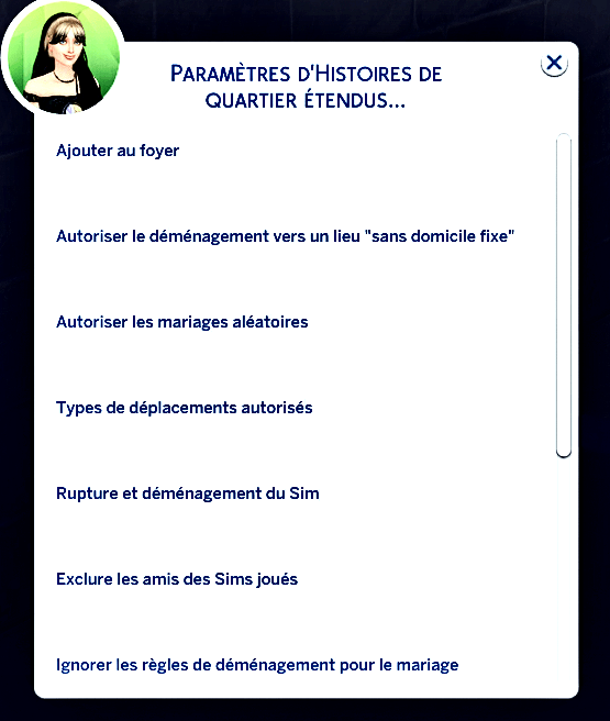 Traduction FR Neighborhood Stories Expanded de KaylaDot traduit par Istolia Sims 4