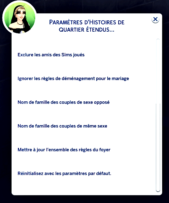 Traduction FR Neighborhood Stories Expanded de KaylaDot traduit par Istolia Sims 4
