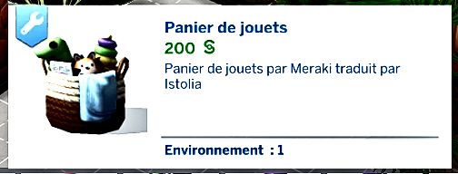 Traduction FR Functional Toy Basket de Meraki traduit par Istolia Sims 4