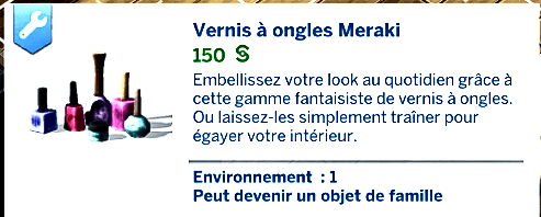 Traduction FR At Home Manicure de Meraki traduit par Istolia Sims 4