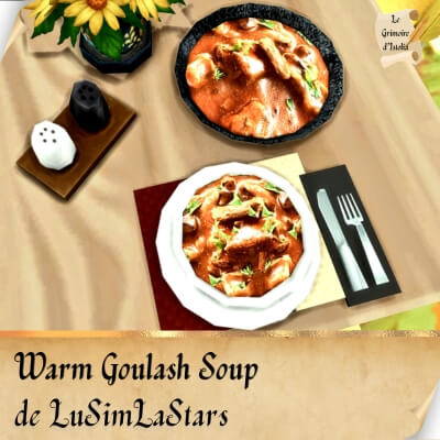 Custom Food Enabler Core de LuSimLaStars Traduction FR Warm Goulash Soup de LuSimLaStars traduit par Istolia Sims 4