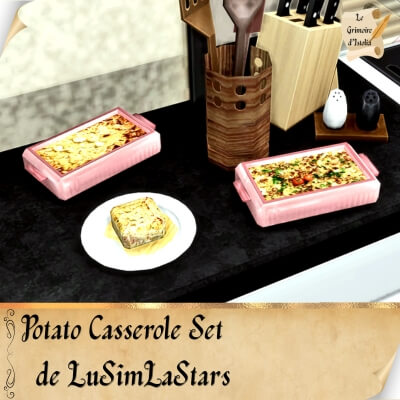 Custom Food Enabler Core de LuSimLaStars Traduction FR Potato Casserole Set de LuSimLaStars traduit par Istolia Sims 4