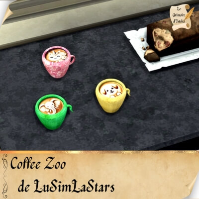 Custom Food Enabler Core de LuSimLaStars Traduction FR Coffee Zoo Set de LuSimLaStars traduit par Istolia Sims 4
