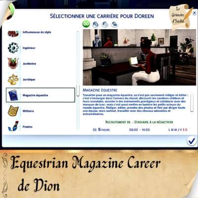 Traduction FR Equestrian Magazine (Magazine équestre) de Dion traduit par Istolia Sims 4