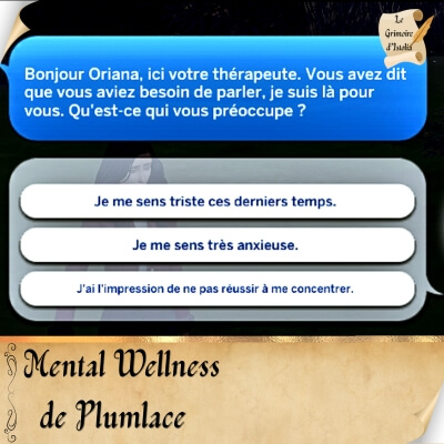 Traduction FR Mental Wellness de Plumlace traduit par Istolia Sims 4