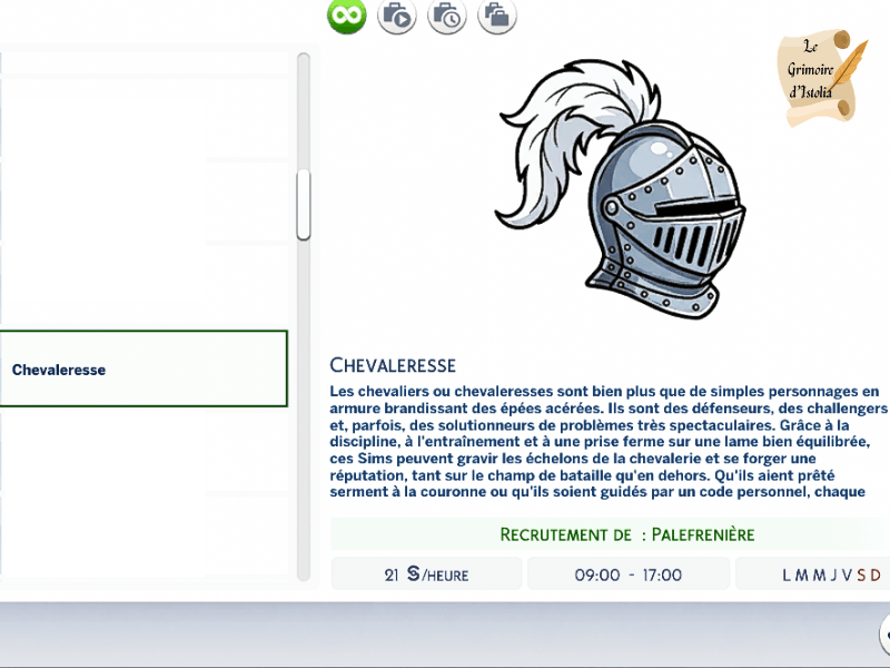 Traduction FR Fantasy Kingdom Knight Career de Mod Collective traduit en français par Istolia Sims 4