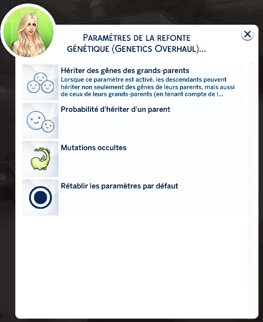 Traduction FR du mod Genetics Overhaul de SonozakiSisters traduit par Istolia Les Sims 4