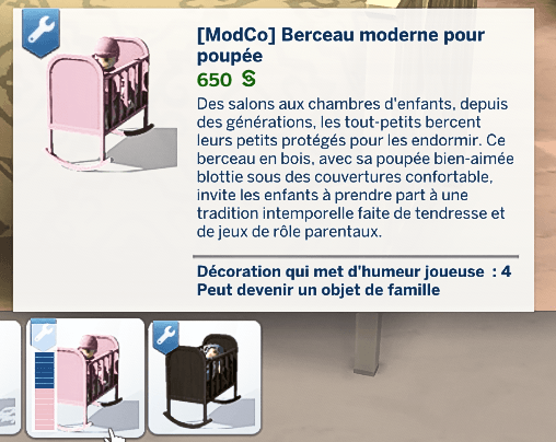 Doll Cradle de Lina Traduction FR du mod Doll Cradle par Lina traduit par Istolia Les Sims 4