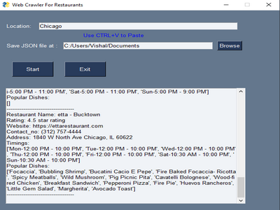 Web Crawler for Restaurants